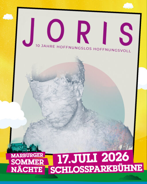 🎶✨🌙 JORIS LIVE BEI DEN MARBURGER SOMMERNÄCHTEN AM FR. 17.07.26 – TICKETS AB SOFORT IM VVK! 🎶✨🌙

Vor zehn Jahren veröffentlichte @jorismusik  sein Debüt „Hoffnungslos Hoffnungsvoll“ – mit Hits wie „Herz über Kopf“ und „Bis ans Ende der Welt“. 2026 feiert er dieses Jubiläum und bringt seine wunderbaren Songs in den Schlosspark Marburg! 💛 Freut euch auf einen Musik-Sommerabend voller Emotionen und Gänsehautmomenten unter freiem Himmel. 🌌

🎟 Tickets 🎫 sind ab sofort an allen VVK Stellen und online hier bei uns erhältlich 👉 Link in Bio!