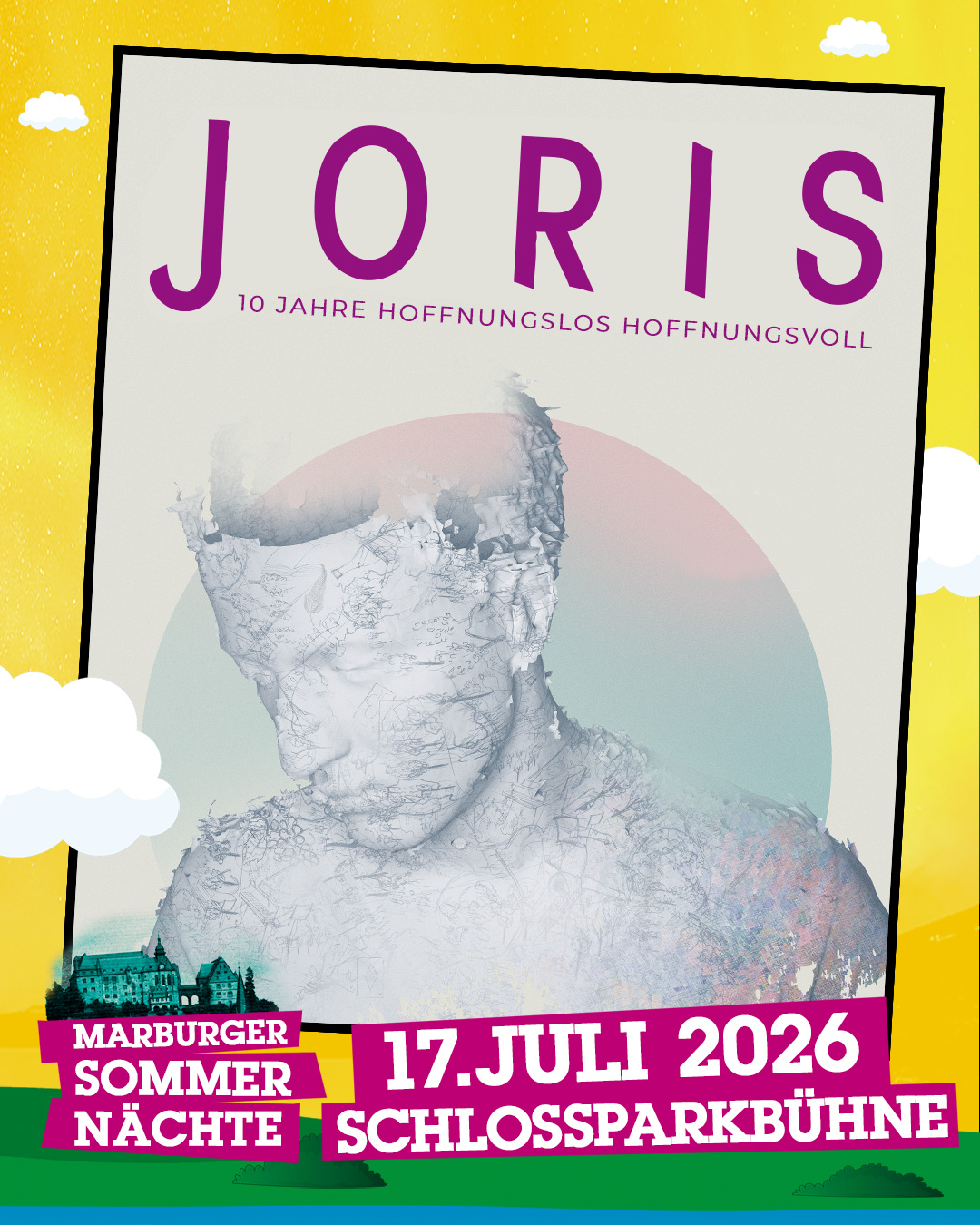 🎶✨🌙 JORIS LIVE BEI DEN MARBURGER SOMMERNÄCHTEN AM FR. 17.07.26 – TICKETS AB SOFORT IM VVK! 🎶✨🌙

Vor zehn Jahren veröffentlichte @jorismusik  sein Debüt „Hoffnungslos Hoffnungsvoll“ – mit Hits wie „Herz über Kopf“ und „Bis ans Ende der Welt“. 2026 feiert er dieses Jubiläum und bringt seine wunderbaren Songs in den Schlosspark Marburg! 💛 Freut euch auf einen Musik-Sommerabend voller Emotionen und Gänsehautmomenten unter freiem Himmel. 🌌

🎟 Tickets 🎫 sind ab sofort an allen VVK Stellen und online hier bei uns erhältlich 👉 Link in Bio!