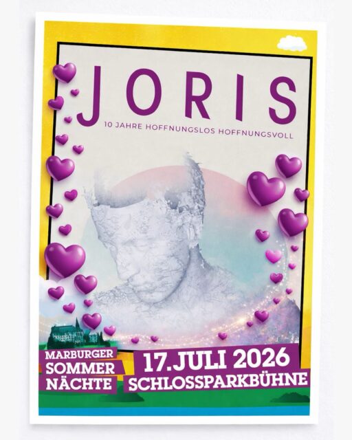💘✨ VALENTINS-VERLOSUNG ✨💘
Für alle Liebenden haben wir das perfekte Geschenk ❤️
🎁 Zu gewinnen:
🎫 1×2 Tickets für JORIS
📍 Marburger Sommernächte — Schlossparkbühne
📅 Fr., 17.07.2026
Ein emotionaler Sommerabend zum Mitsingen, Mitfühlen und Gemeinsam-Erleben 🌙🎶
So nehmt ihr teil:
👉 Kommentiert, warum ihr gewinnen möchtet und wen ihr mitbringen würdet ❤️
💛 Optional:
Markiert Eure Begleitung oder teilt den Beitrag in Eurer Story — wir freuen uns!
📅 Auslosung: Fr., 13.02., 10 Uhr
Viel Glück 🍀
Euer Team der Marburger Sommernächte
Dieses Gewinnspiel steht in keiner Verbindung zu Instagram/Facebook und wird in keiner Weise von Meta gesponsert, unterstützt oder organisiert.